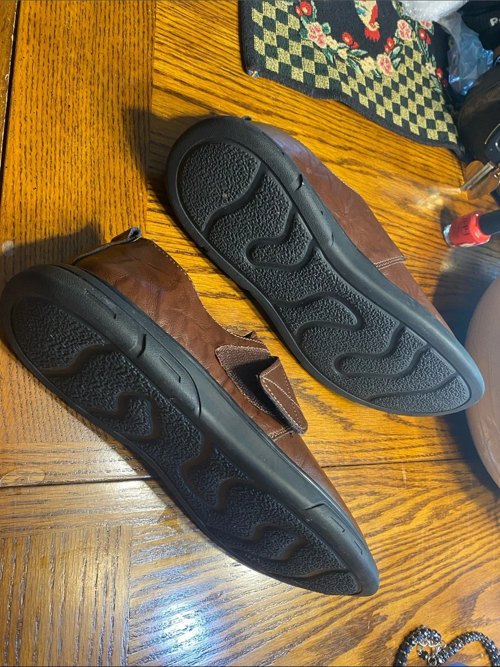 CLOHOO Brown Leather Moccasin Loafers Men's 8 8.5 Slip On Driving Shoes W8406